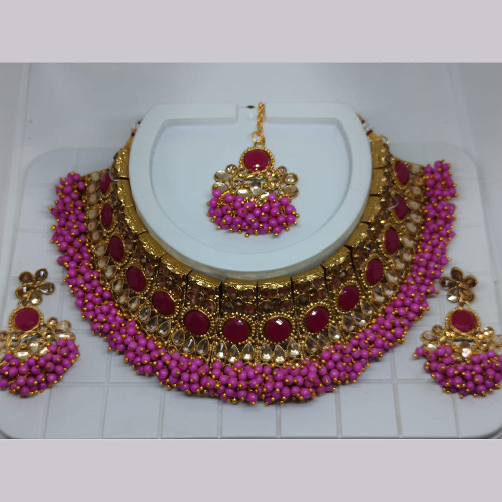 Khushboo Jewellers Luxury Kundan Stone & Pearl Choker Necklace Set for Special Occasions