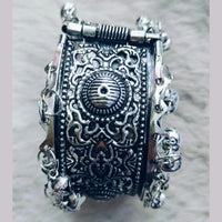 Khushboo Jewellery Antique Silver Finish Oxidised Kada with Openable Lock Elegant Ethnic Jewelry