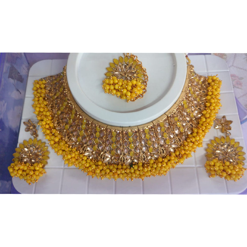 Khushboo Jewellery Crystal Stone And Pearl Designer Choker Necklace Set