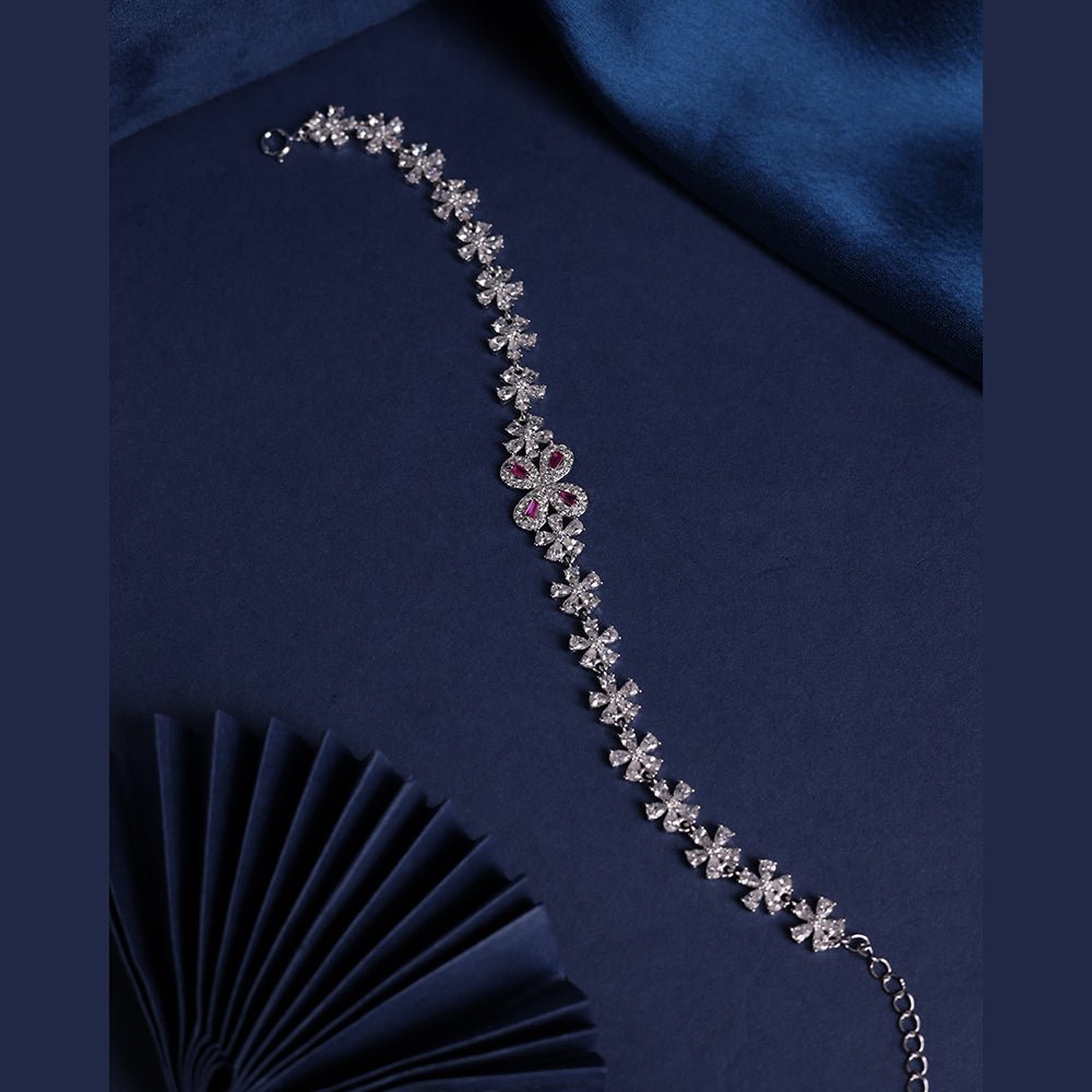 AllWell Jewellery Sparkling American Diamond Snow Petal 925 Sterling Silver Bracelet