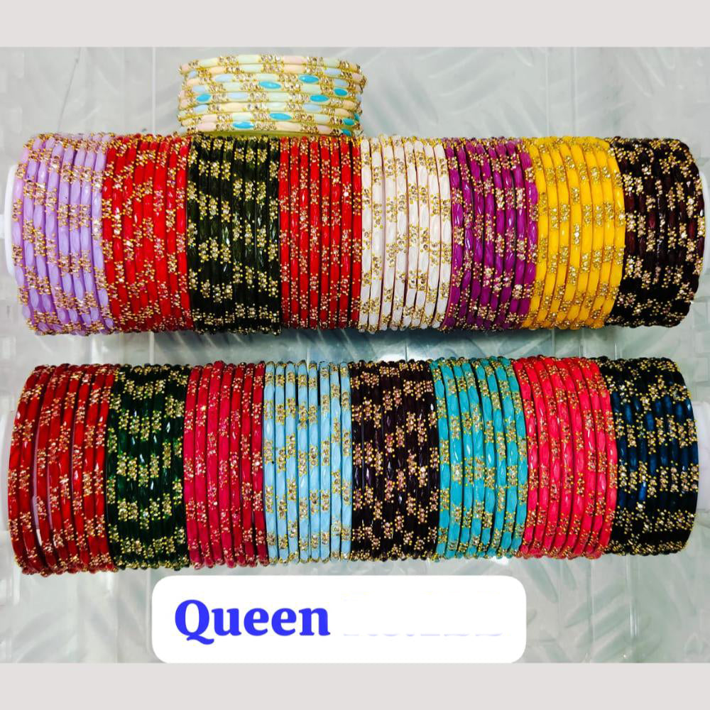 Chitra Bangles Multi Color Glass Bangle (12 Piece In One Box)