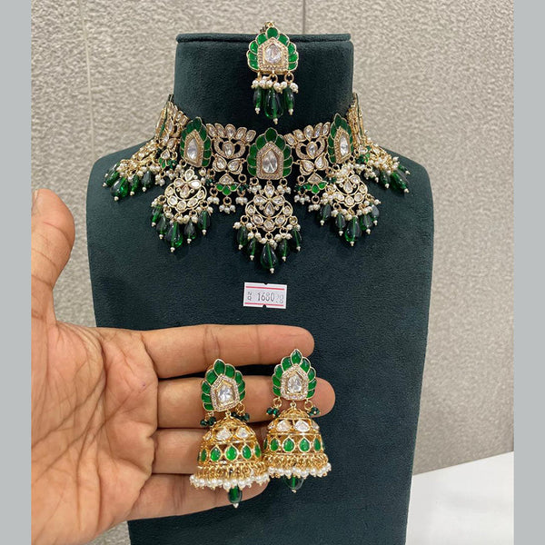 Max Plus Jewels Gold Plated Kundan Stone Choker Necklace Set