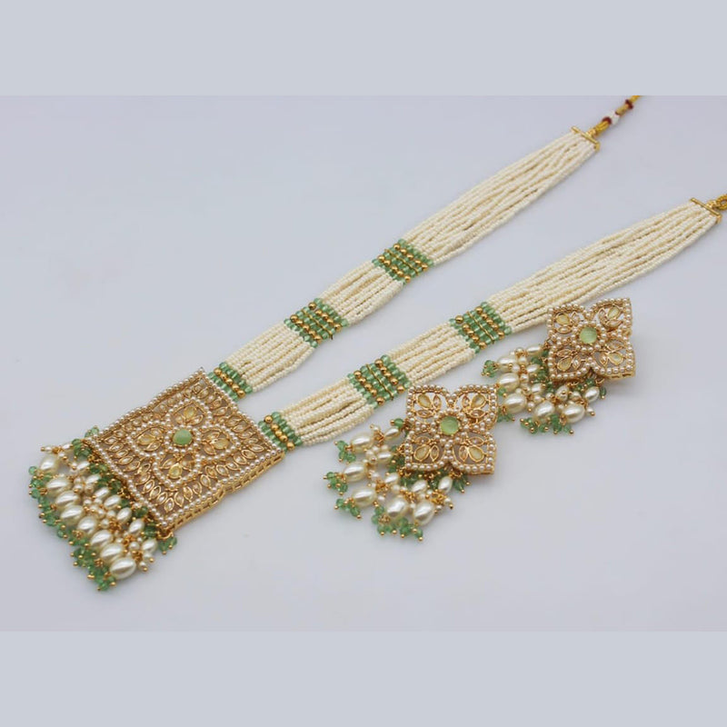 Rani Sati Jewels Crystal And Pearl Long Necklace Set