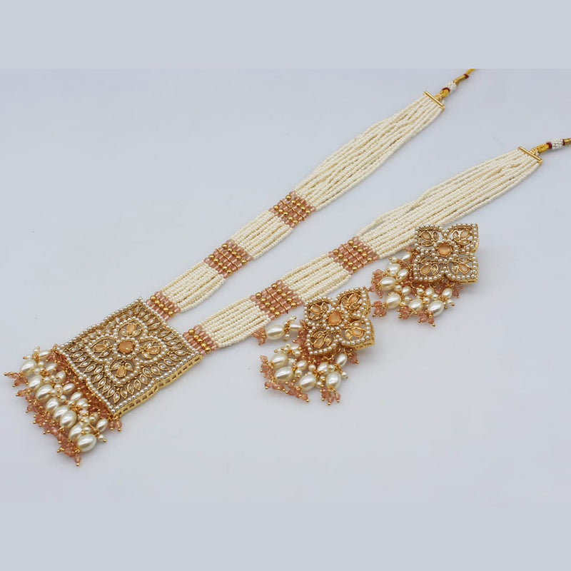 Rani Sati Jewels Crystal And Pearl Long Necklace Set