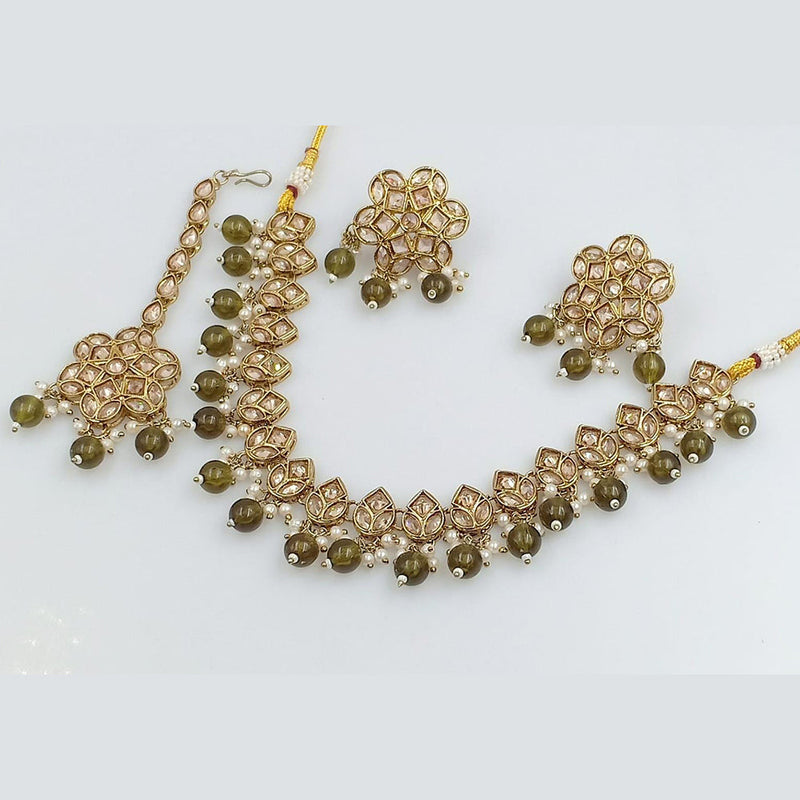 Rani Sati Jewels Gold Plated Crystal Stone Necklace Set