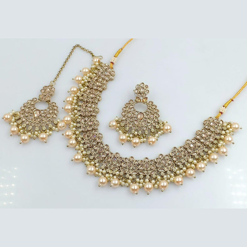 Rani Sati Jewels Gold Plated Crystal And Kundan Stone Necklace Set