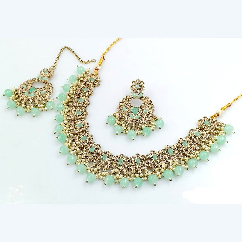 Rani Sati Jewels Gold Plated Crystal And Kundan Stone Necklace Set