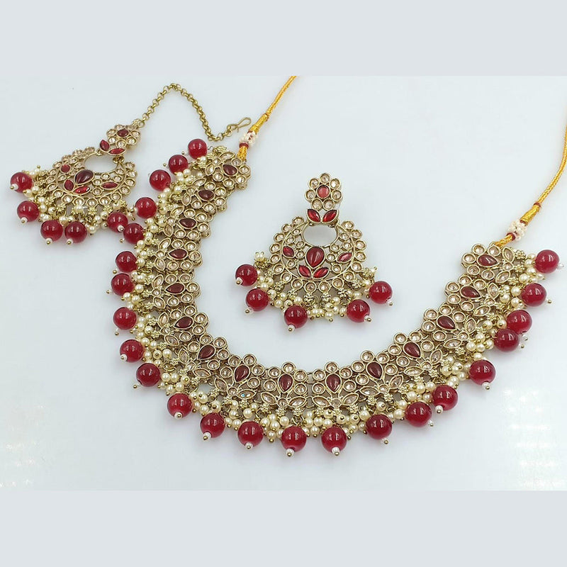 Rani Sati Jewels Gold Plated Crystal And Kundan Stone Necklace Set