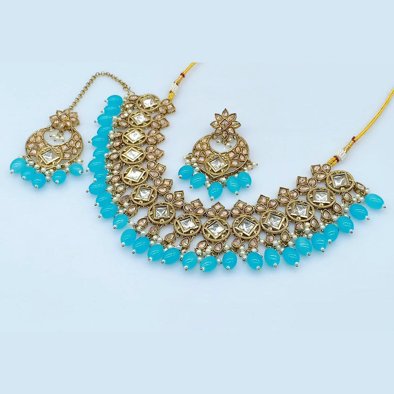 Rani Sati Jewels Gold Plated Crystal Stone Necklace Set