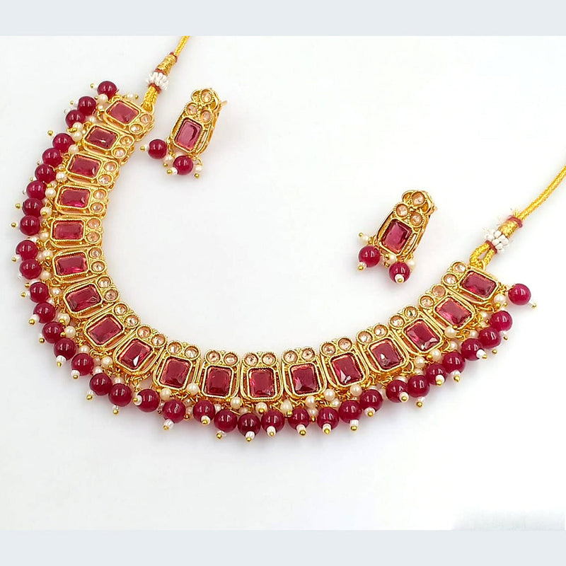 Rani Sati Jewels Gold Plated Crystal Stone Necklace Set