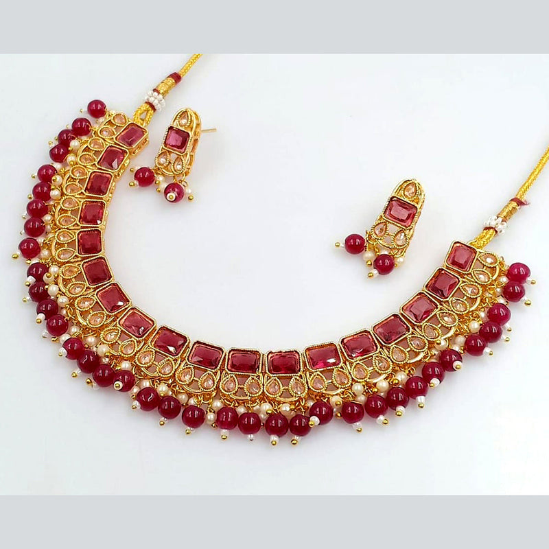 Rani Sati Jewels Gold Plated Crystal Stone Necklace Set