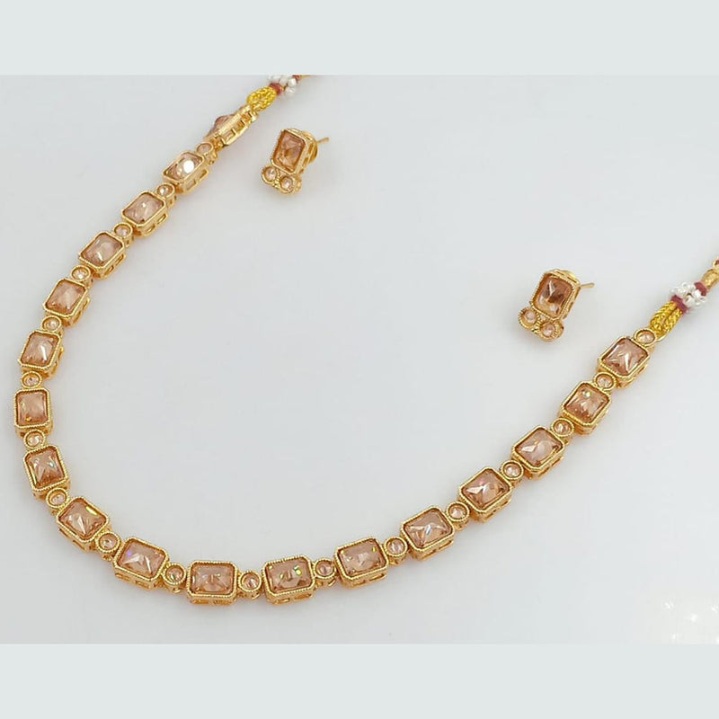 Rani Sati Jewels Gold Plated Crystal Stone Necklace Set