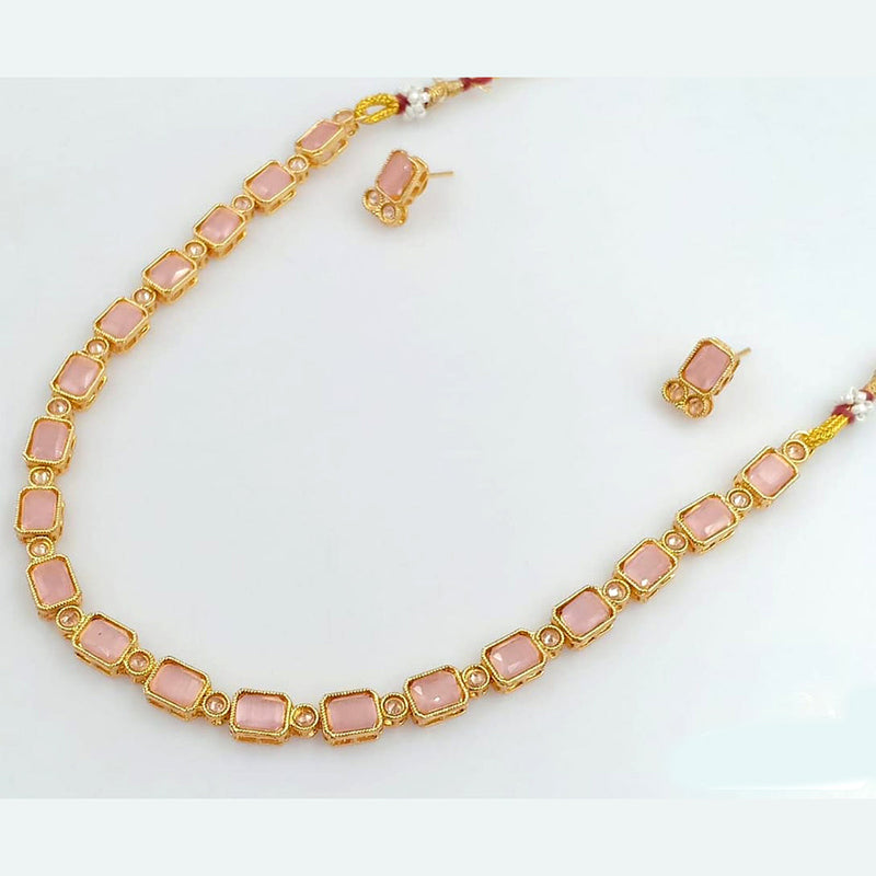 Rani Sati Jewels Gold Plated Crystal Stone Necklace Set