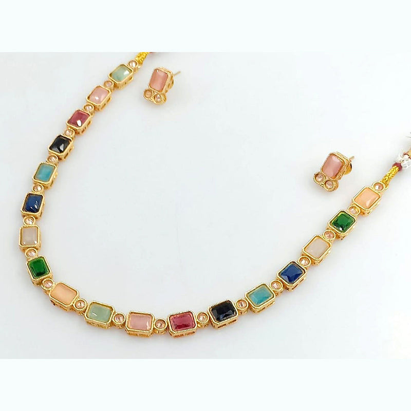 Rani Sati Jewels Gold Plated Crystal Stone Necklace Set