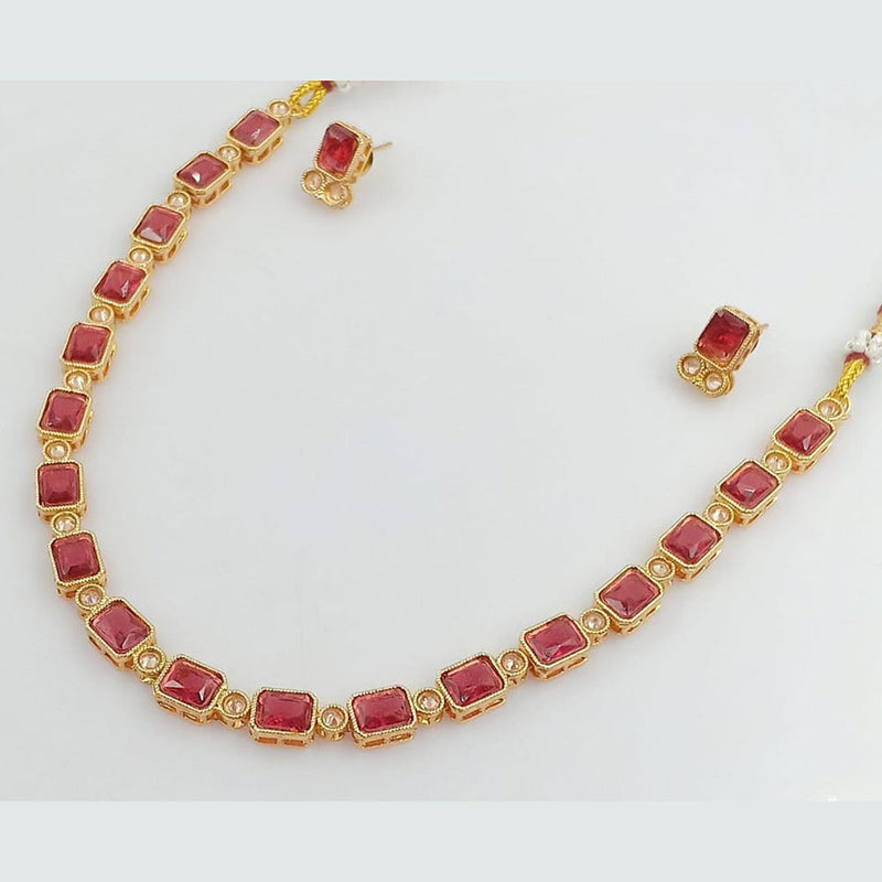 Rani Sati Jewels Gold Plated Crystal Stone Necklace Set