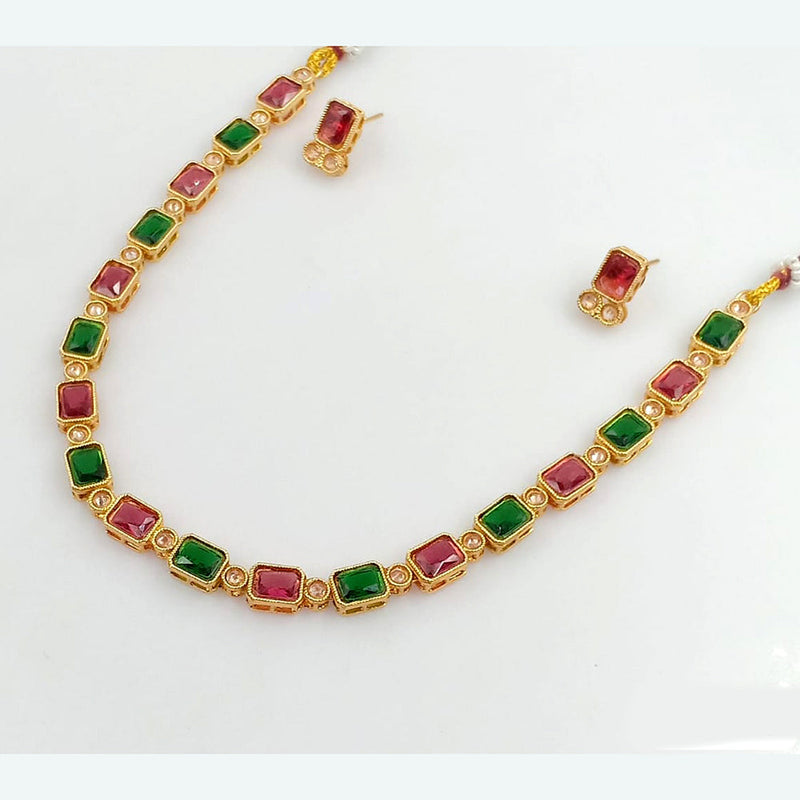 Rani Sati Jewels Gold Plated Crystal Stone Necklace Set