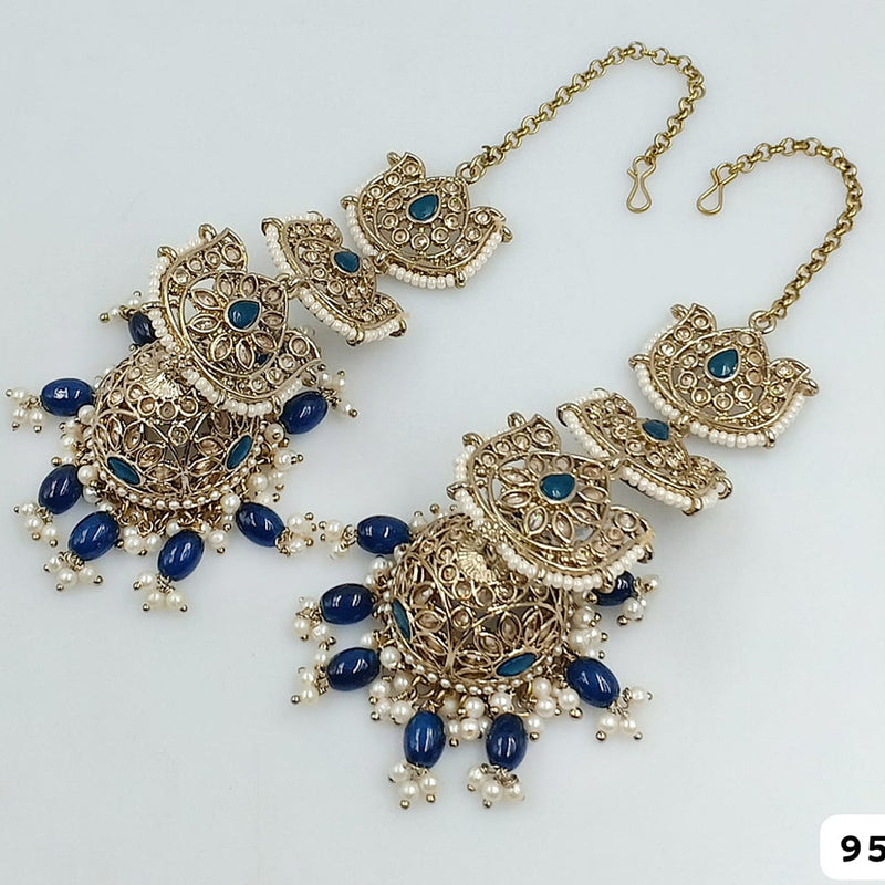 Rani Sati Jewels Gold Plated Crystal Stone Kanchain Jhumki Earrings