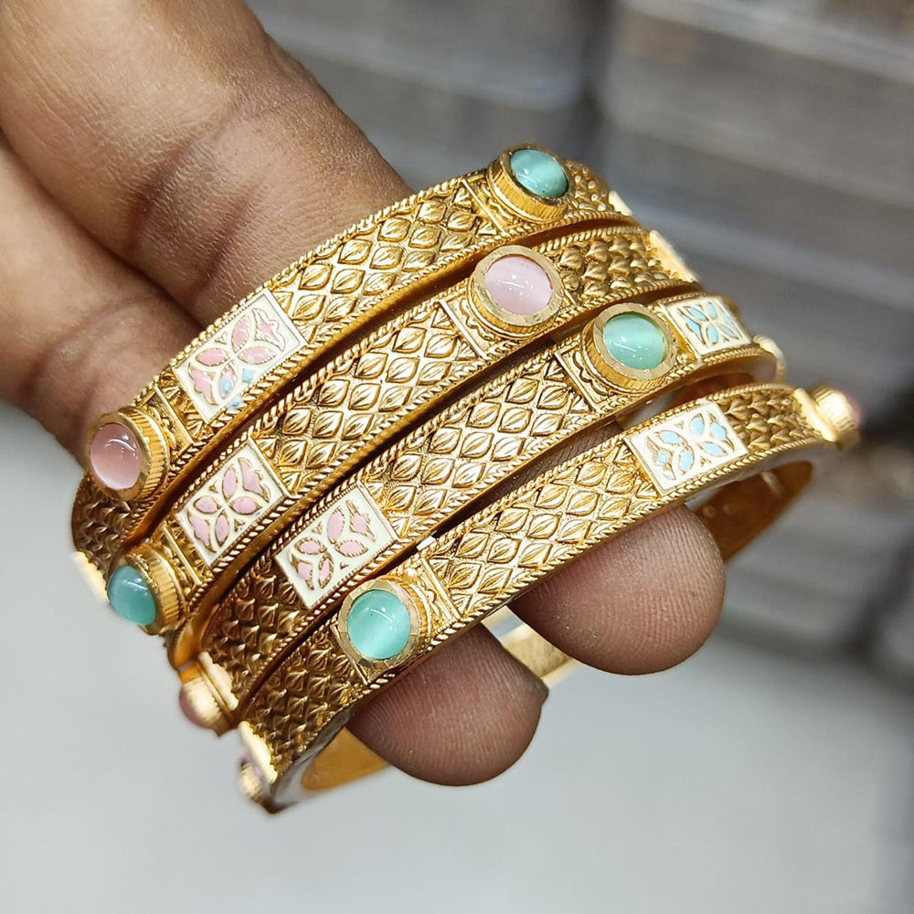 Rani Sati Jewels Gold Plated Monalisa Stone Bangles Set – JewelEMarket