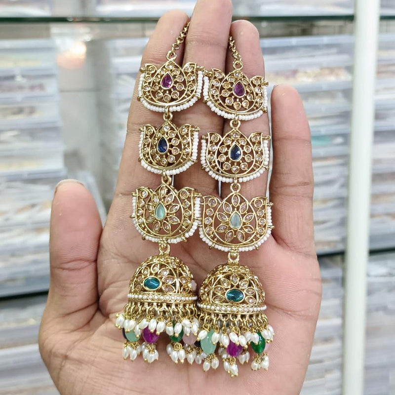 Rani Sati Jewels Gold Plated Reverse AD Kanchain Earrings