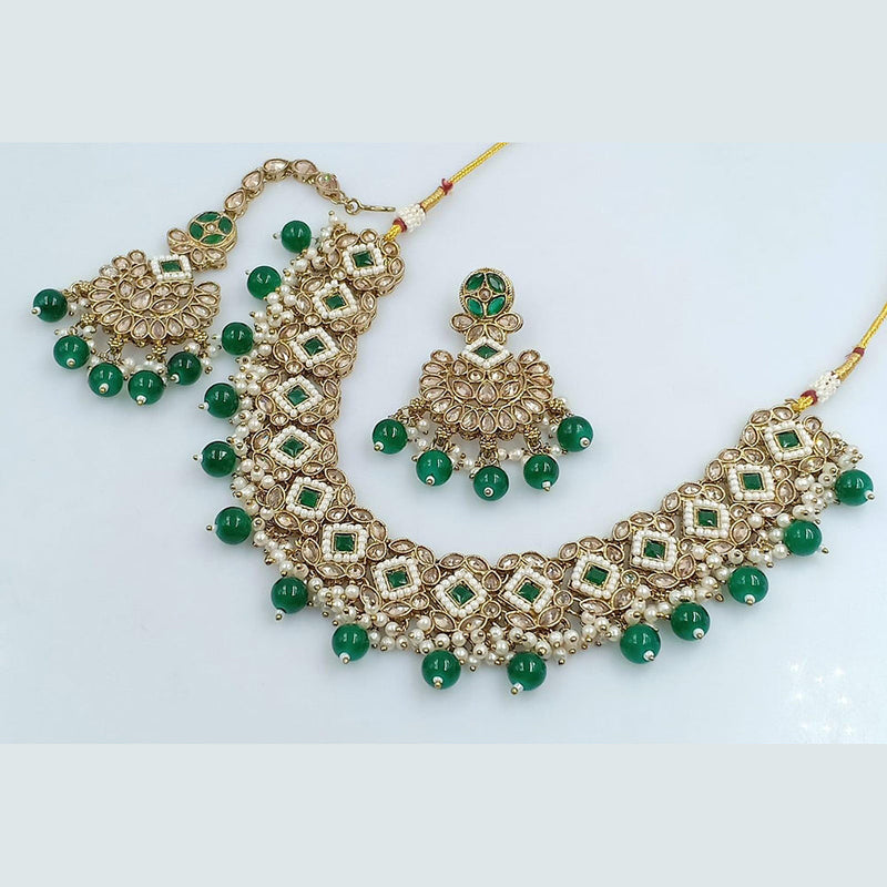 Rani Sati Jewels Gold Plated Reverse AD Necklace Set