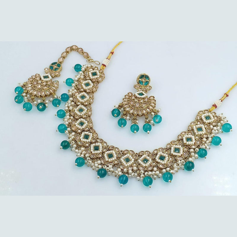 Rani Sati Jewels Gold Plated Reverse AD Necklace Set