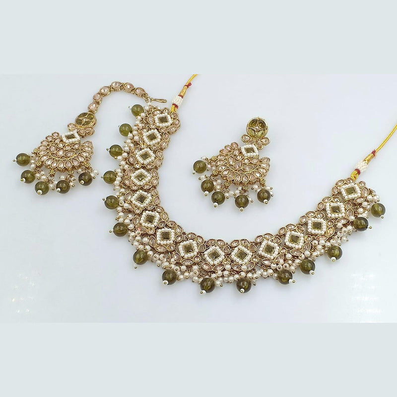 Rani Sati Jewels Gold Plated Reverse AD Necklace Set