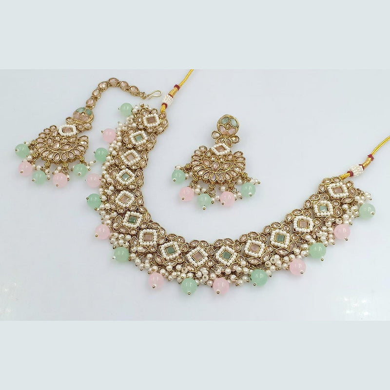 Rani Sati Jewels Gold Plated Reverse AD Necklace Set