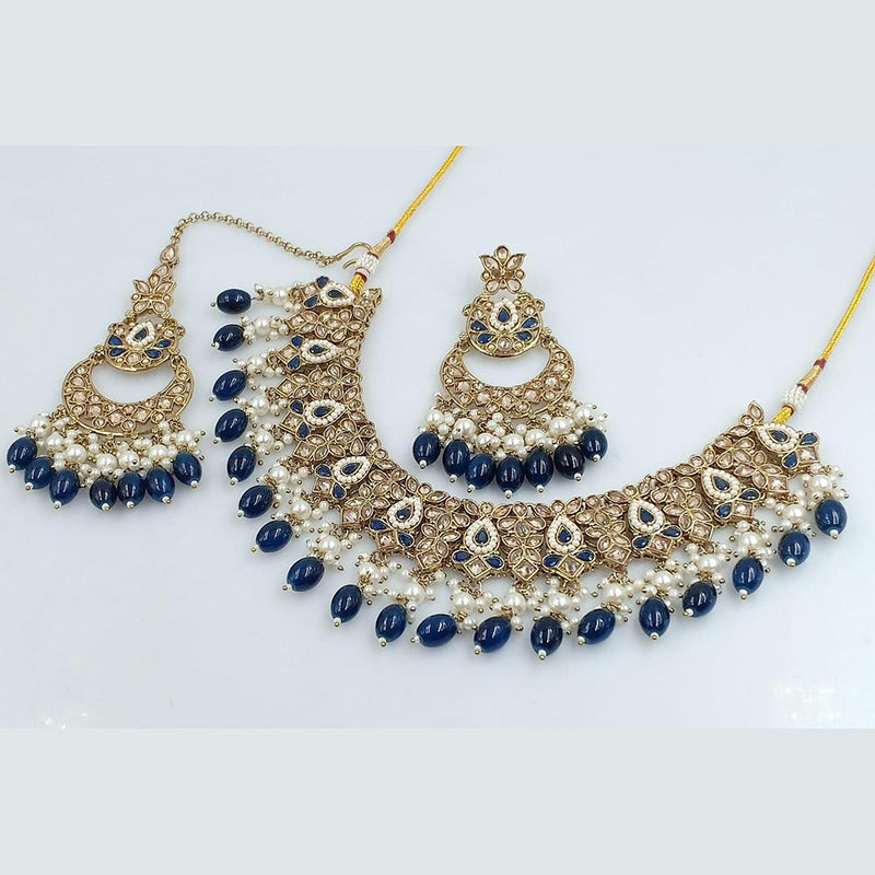 Rani Sati Jewels Gold Plated Reverse AD Necklace Set