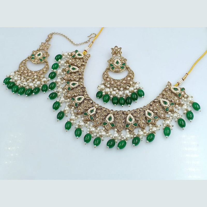 Rani Sati Jewels Gold Plated Reverse AD Necklace Set