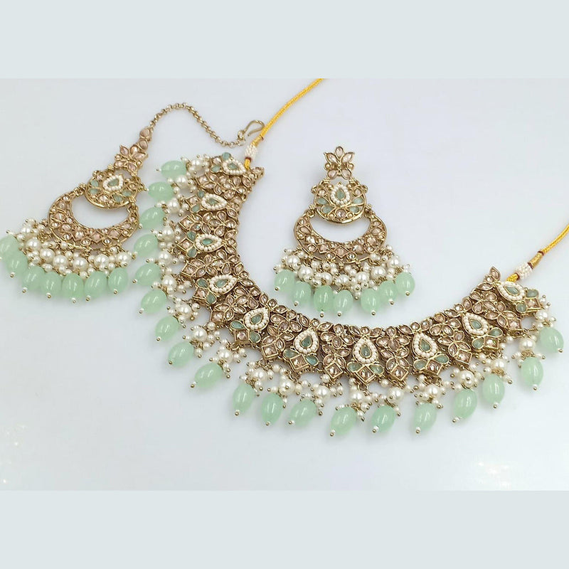 Rani Sati Jewels Gold Plated Reverse AD Necklace Set