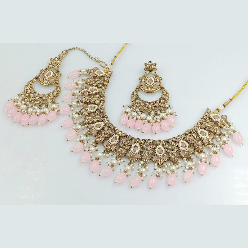 Rani Sati Jewels Gold Plated Reverse AD Necklace Set