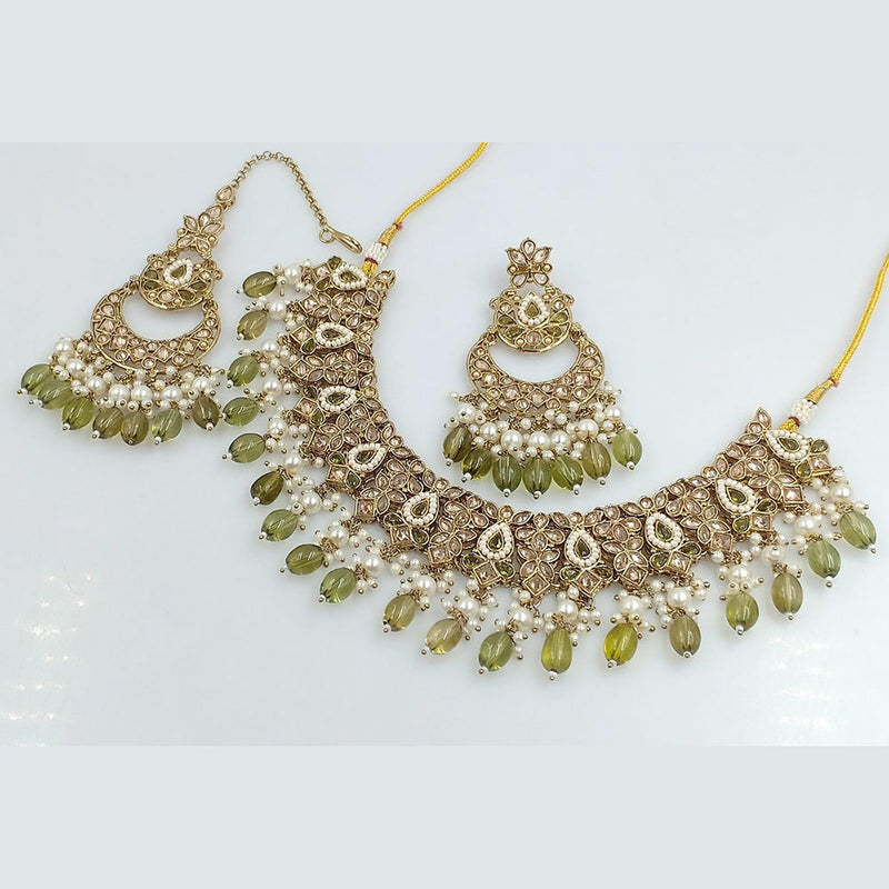 Rani Sati Jewels Gold Plated Reverse AD Necklace Set