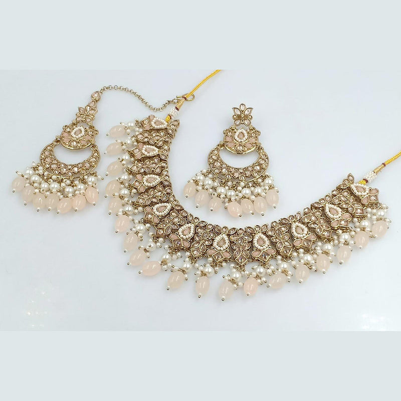 Rani Sati Jewels Gold Plated Reverse AD Necklace Set