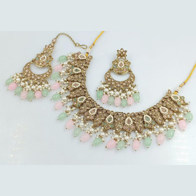 Rani Sati Jewels Gold Plated Reverse AD Necklace Set