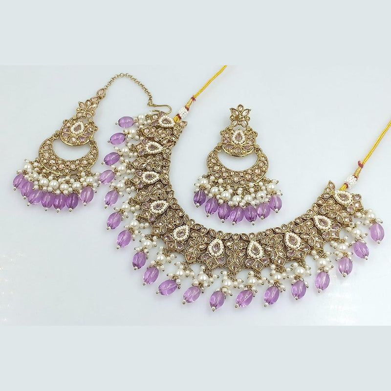 Rani Sati Jewels Gold Plated Reverse AD Necklace Set