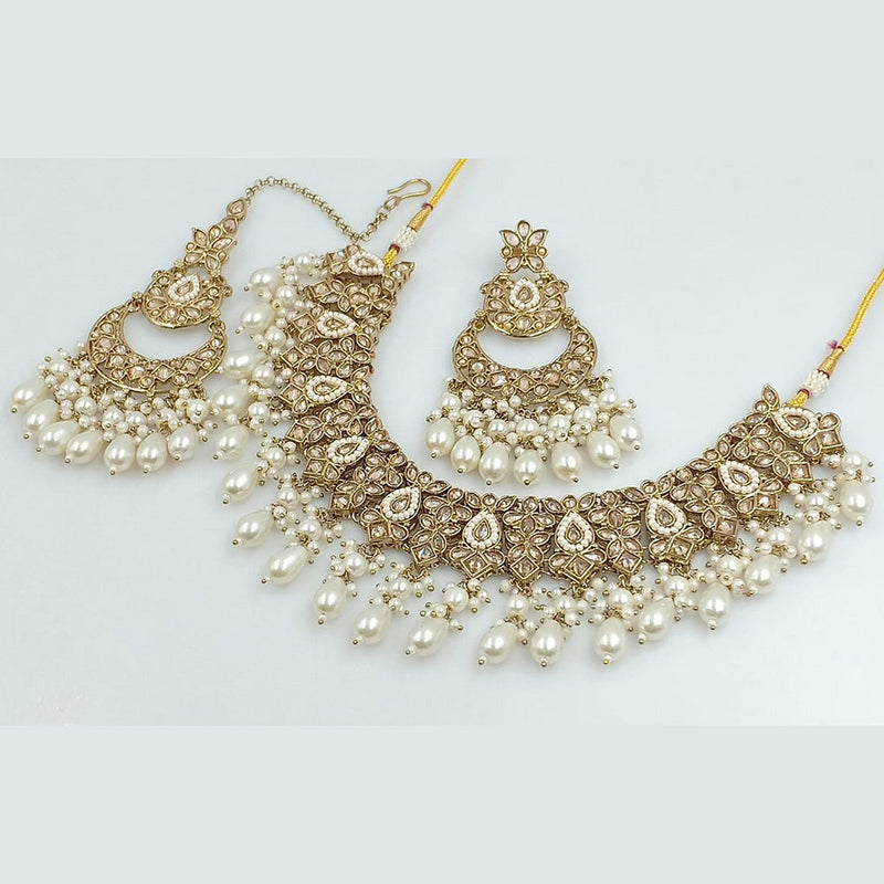 Rani Sati Jewels Gold Plated Reverse AD Necklace Set