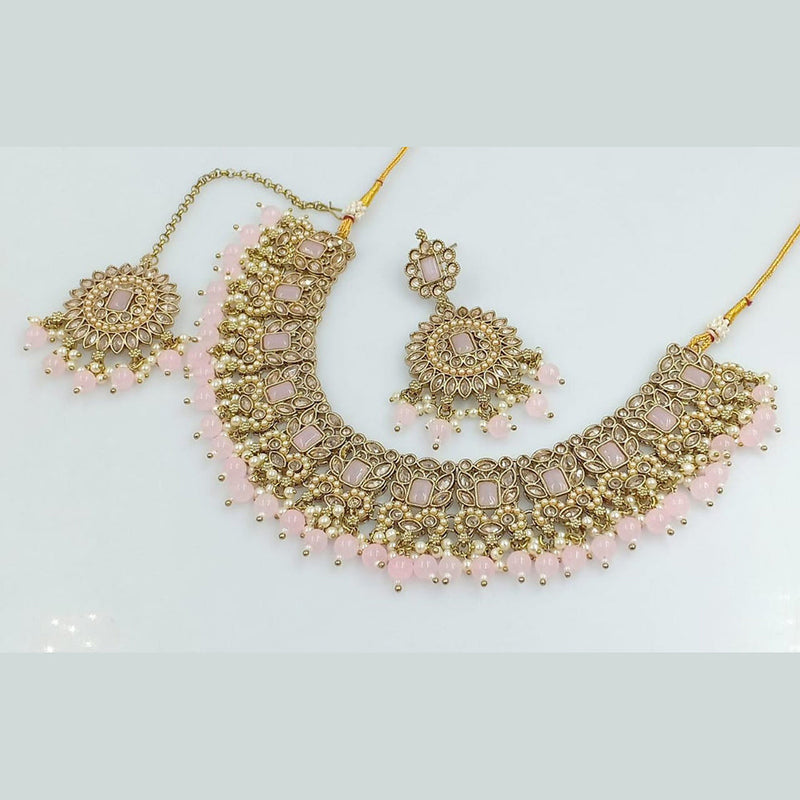 Rani Sati Jewels Gold Plated Crystal Stone Necklace Set