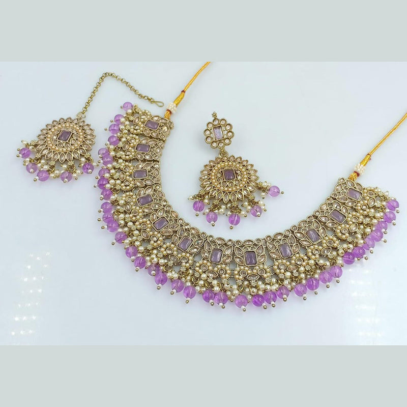 Rani Sati Jewels Gold Plated Crystal Stone Necklace Set