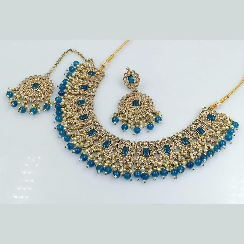 Rani Sati Jewels Gold Plated Crystal Stone Necklace Set