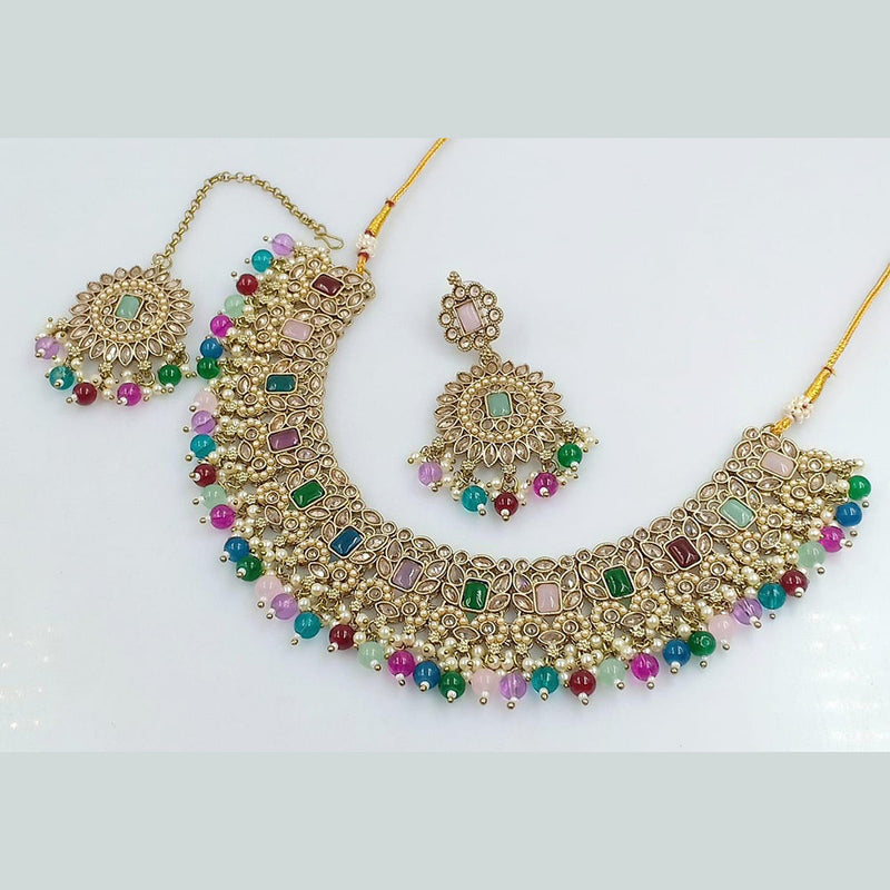 Rani Sati Jewels Gold Plated Crystal Stone Necklace Set