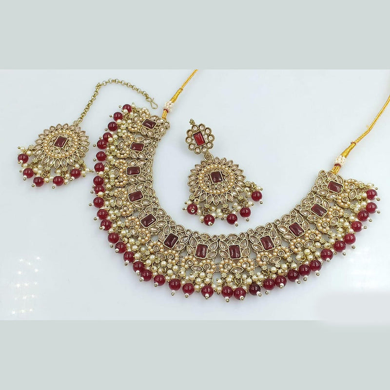 Rani Sati Jewels Gold Plated Crystal Stone Necklace Set