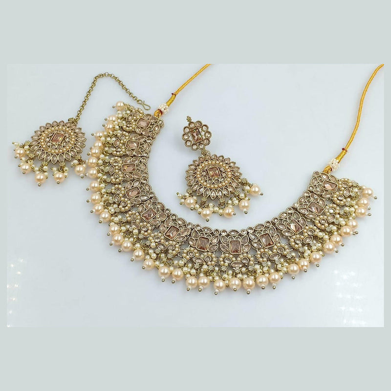 Rani Sati Jewels Gold Plated Crystal Stone Necklace Set