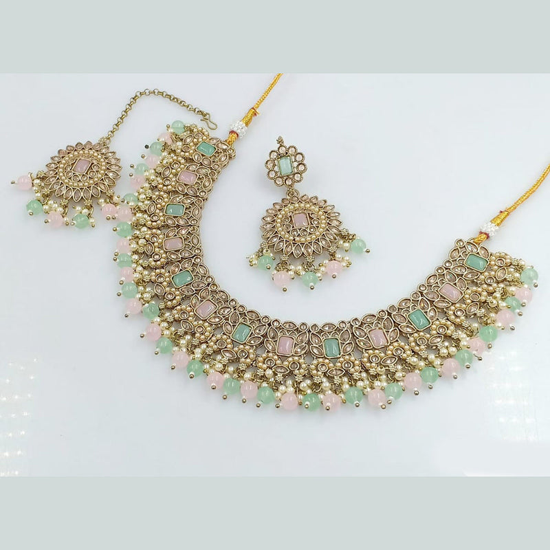 Rani Sati Jewels Gold Plated Crystal Stone Necklace Set