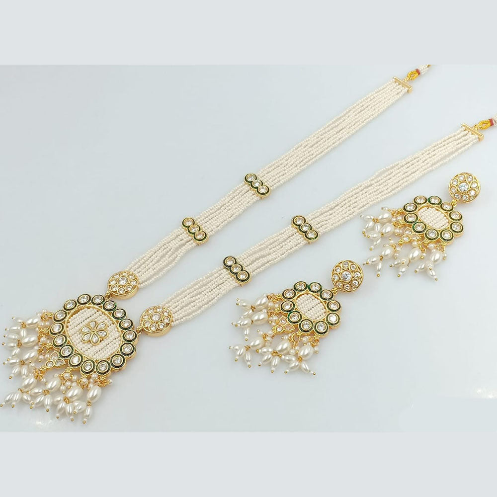 Rani Sati Jewels Gold Plated Pearl And Beads Long Necklace Set