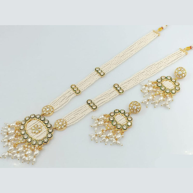 Rani Sati Jewels Gold Plated Pearl And Beads Long Necklace Set