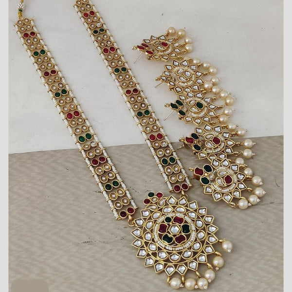 Rani Sati Jewels Gold Plated Pearl And Kundan Long Necklace Set