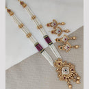 Rani Sati Jewels Gold Plated Pota Stone And Pearl Long Necklace Set