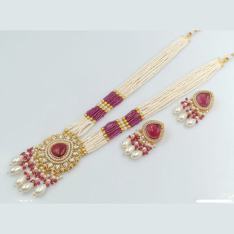 Rani Sati Jewels Gold Plated Pearl And Kundan Long Necklace Set