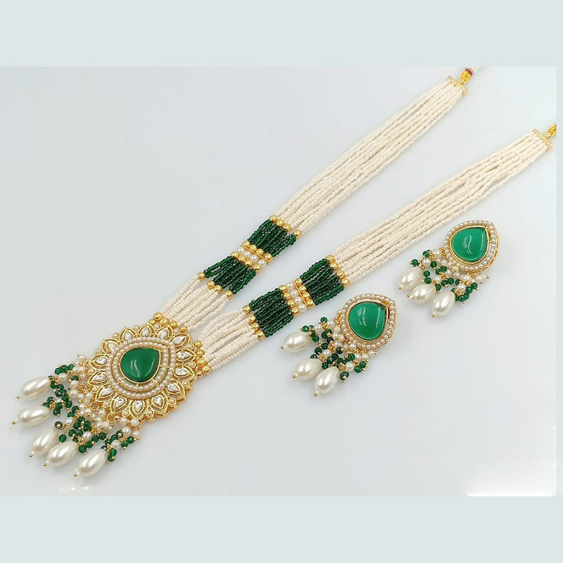 Rani Sati Jewels Gold Plated Pearl And Kundan Long Necklace Set