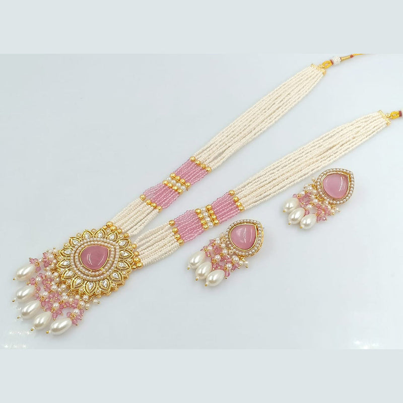 Rani Sati Jewels Gold Plated Pearl And Kundan Long Necklace Set